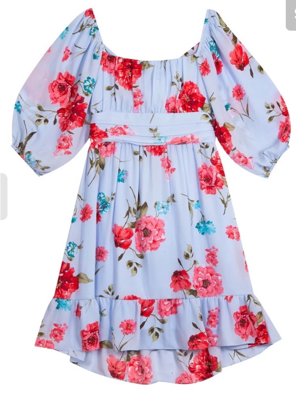 Rare Editions Girls size 10 Bubble Sleeve Blue Floral Dress